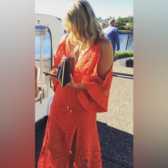 ALICE MCCALL Break Love Red Lace Cold Shoulder Midi Dress - Picture 3 of 16